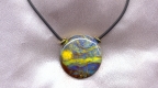 Van Gogh's "Starry Night" Murano Glass Pendant & Cord Necklace